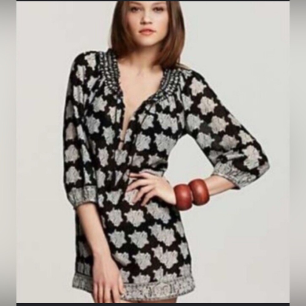 Joie a la Plage Black and White La Playa Tunic Swim Coverup or Mini Dress
